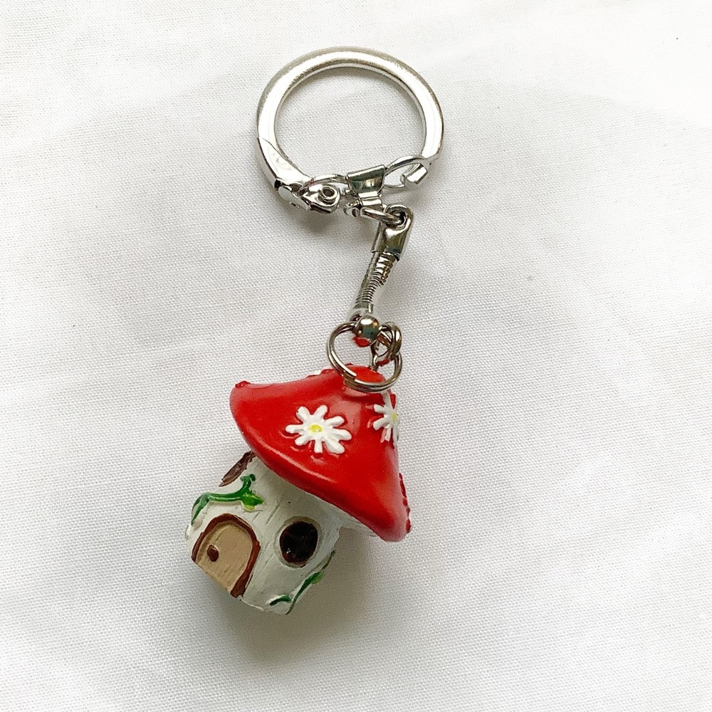 Cute Red Mushroom Keychain Resin embellished Charm
